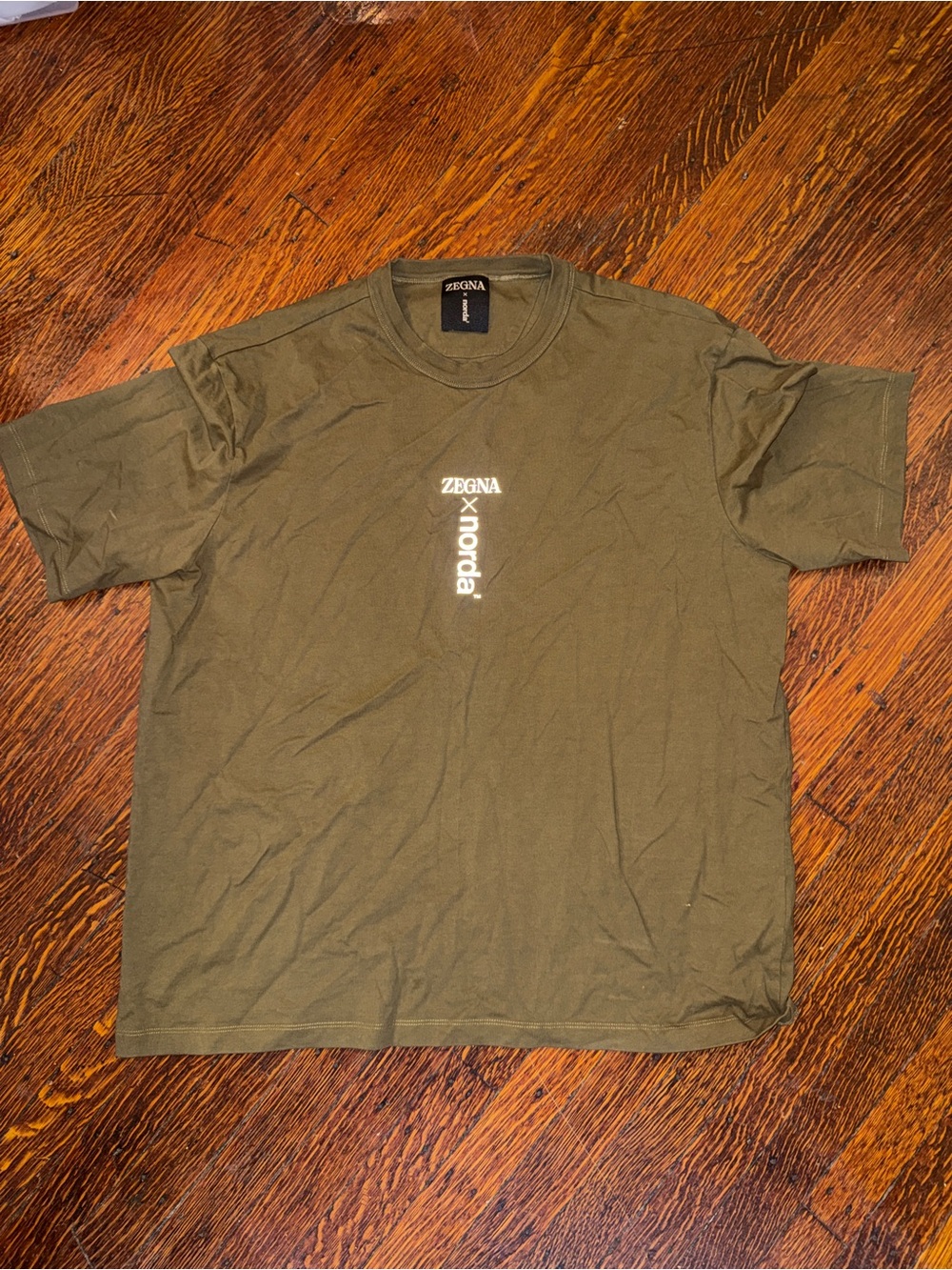 Zegna Olive Green Short Sleeve Logo Tee